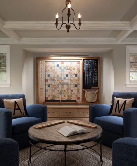 French Transitional, Transitional Basement, Transitional Family Room, Basement Games, Home Game Room, Hangout Room, Basement Inspiration, Game Room Basement, Basement Living Rooms