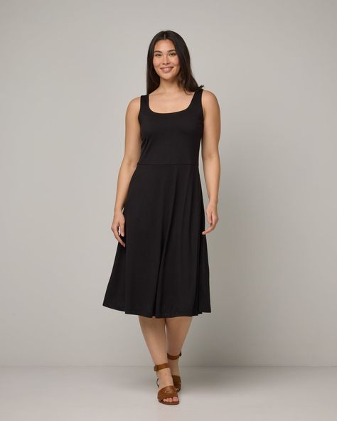 Ava Fit & Flare Tank Dress - Black