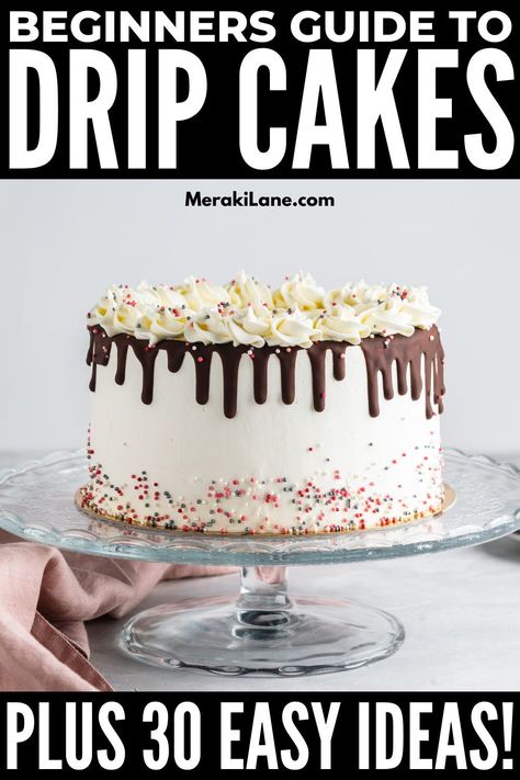 Drip Cake Topping Ideas, Chocolate Ganache Birthday Cake Ideas, Chocolate Drip Cake Decoration, Easy Drip Cake, Cake Ideas For Beginners, Drip Cake Ideas, Chocolate Ganache Drip Cake, Easy Cake Decorating Ideas, Drip Cake Recipes