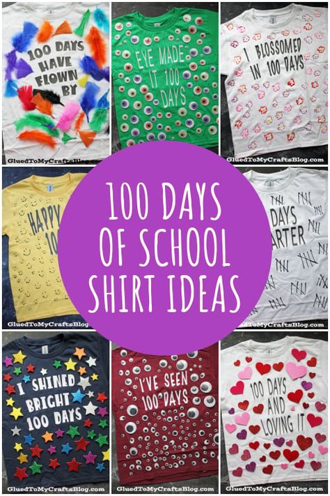 100 Days of School Shirt Ideas For Kids To Make Preschool 100th Day Of School Shirt, 100 Days Of School For Girls Diy, 100 Day Of School Ideas Shirts, 100 Day Shirts For Girls Diy, Dot Day Shirt Ideas Kids Diy, 100 Days Crafts For Kids, Ideas For 100 Days Of School Shirts, Kindergarten 100th Day Of School Shirt, 100s Day Shirt