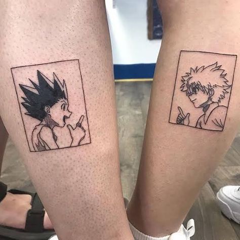 Hxh Matching Tattoos, Matching Tattoos Anime, Best Friend Tattoo, Maching Tattoos, Hunter Tattoo, Bestie Tattoo, One Piece Tattoos, Full Body Tattoo, Matching Tattoo