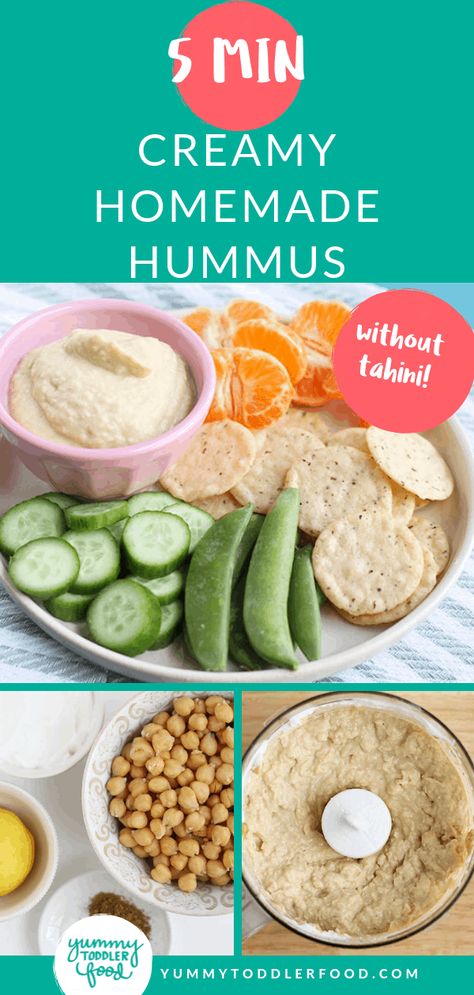 Homemade Hummus Without Tahini, Hummus Without Tahini, Easy Dinners For Kids, Picky Toddler Meals, Creamy Hummus, Hummus Recipe Homemade, More Nutrition, Easy Hummus, Foods High In Iron