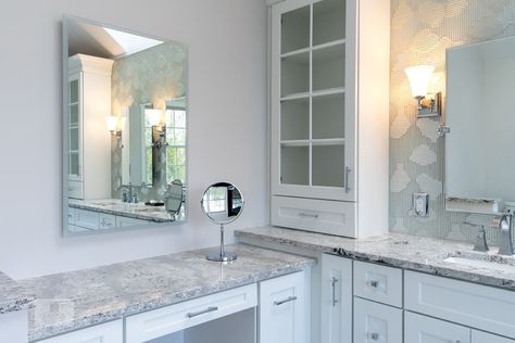 Want to learn more about #bathroomdesign ideas for your #DoylestownPA home? Check out our latest blog or visit our gallery for more inspiration. https://langskitchens.com/articles/2019/5/22/bathroom-design-trends-in-doylestown L Shaped Vanity Bathroom, L Shaped Bathroom Vanity, L Shaped Vanity, L Shaped Bathroom, Doylestown Pa, Master Bath Design, Contemporary Bath, Glass Shower Doors Frameless, White Marble Floor