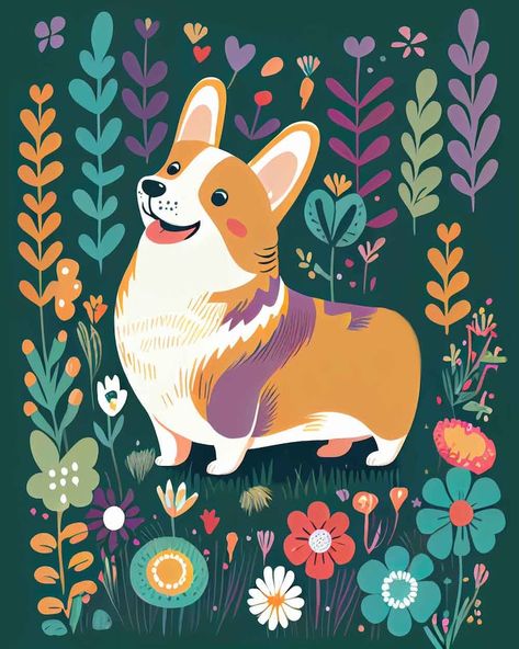 Corgi Gift Welsh Corgi Print Corgi Wall Art Print Dog Art - Etsy Cute Pictures To Draw, Ipad Painting, Corgi Art, Corgi Pictures, Corgi Gifts, Bird Artwork, Dog Illustration, Corgi Dog, Welsh Corgi