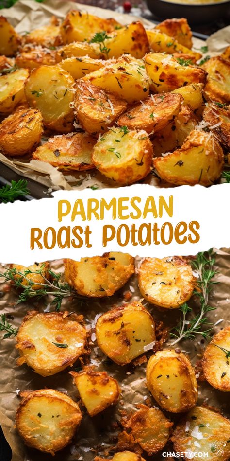 Experience the ultimate side dish with our Parmesan Roast Potatoes. Roast Chicken Side Dishes, Roast Chicken Sides, Roast Sides, Potato Side Dishes Easy, Parmesan Roasted Potatoes, Roasted Potato Recipes, 2024 Recipes, Roasted Vegetable Recipes, Vegetable Side Dishes Recipes