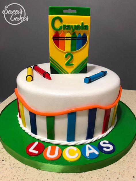 Crayola Birthday Party Cake, Crayola Birthday Cake, Crayon Theme Birthday Party, Crayola Cake, Crayola Party, Crayola Birthday Party, Second Birthday Ideas, 3rd Birthday Cakes, Colorful Cakes