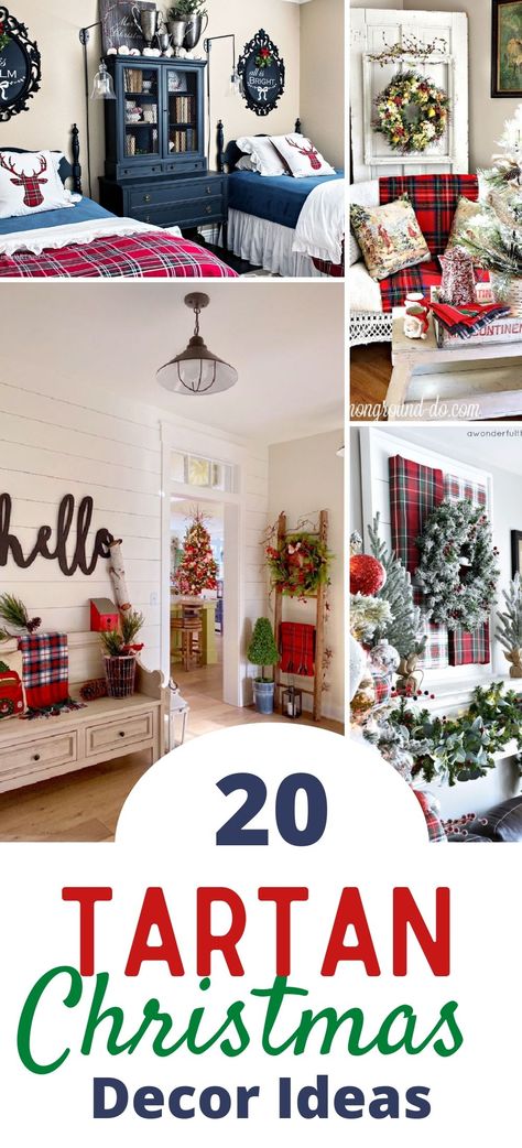 Decorating With Tartan Plaid, Navy Plaid Christmas Decor, Tartan And Blue Christmas, Christmas Decor Ideas Blue And Red, Red Tartan Plaid Christmas Tree, Tartan Xmas Decorations, Classic Plaid Christmas Decor, Red Blue Christmas Decor, Red And Blue Christmas Tree Decorations