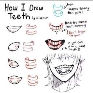 Teeth Tutorial, Draw Teeth, Teeth Drawing, Drawing Face Expressions, Mouth Drawing, Body Drawing Tutorial, Art Tools Drawing, Sketches Tutorial, Drawing Expressions