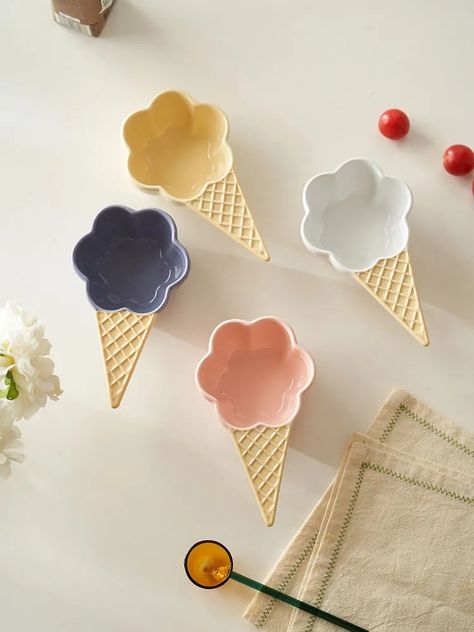 Add a cute touch to your Pastel home with this Ice Cream-Shaped Mini Bowl. The unique design of the bowl adds a fun and playful element to any table setting or dessert presentation. Ceramica Ideas, Aesthetic Material, Ice Cream Bowls, Appetizer Tray, Dessert Presentation, Colorful Ice Cream, Cute Ice Cream, Pastel Room Decor, Dessert Fruit