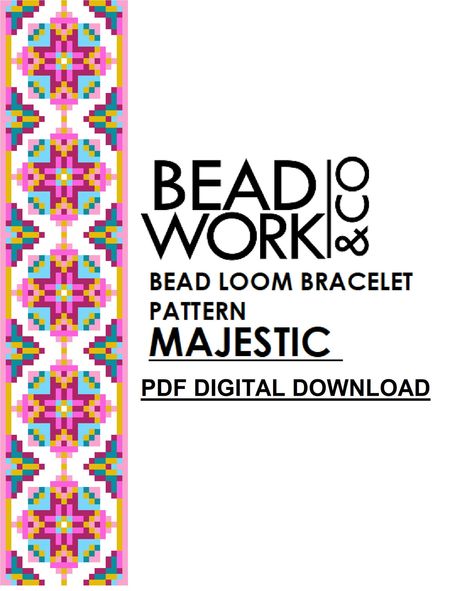 Bead Loom Pattern MAJESTIC Design Loom Bracelet PDF | Etsy New Zealand Pattern Bracelet, Bead Loom Designs, Square Stitch, Bead Loom Pattern, Loom Bracelet Patterns, Loom Bracelet, Loom Pattern, Bead Loom Bracelets, Loom Bands