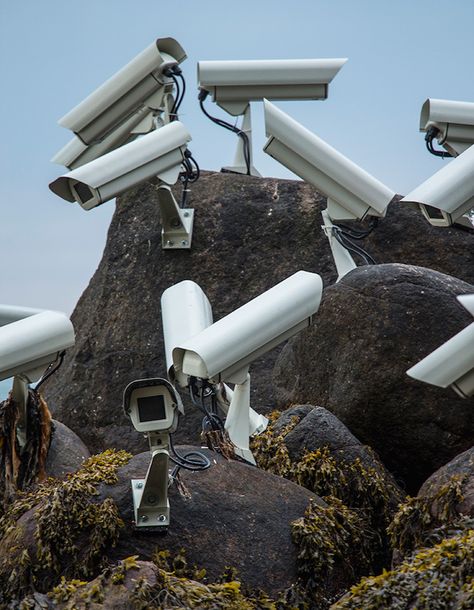 Artist Jakub Geltner Installs Surveillance Cameras Into Public Spaces | iGNANT.de Sea Sculpture, Satellite Dish, Camera Art, Security Cameras, Surveillance Cameras, Surveillance Camera, Foto Art, Home Security Systems, Sculpture Installation