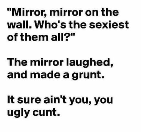 Sarcastic Pictures, Insulting Quotes, Funny Mean Quotes, Funny Day Quotes, Mirror Mirror On The Wall, Meant To Be Quotes, Mirror On The Wall, Funny Quotes Sarcasm, Funny Jokes For Adults