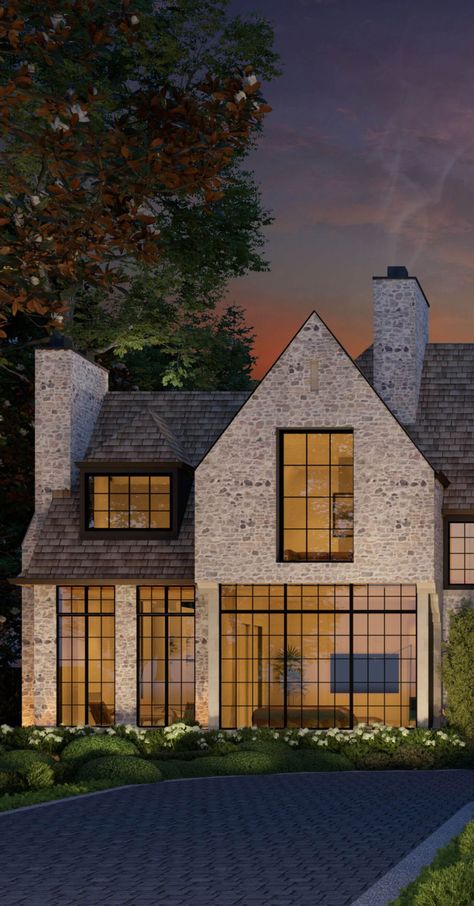 The English Manor - Sensus Design Studio Modern English Manor Exterior, English Modern House, Modern English Manor, English Tudor House Exterior, Modern English Tudor, Manor Exterior, French Chateau Style Homes, Modern Manor, Tudor House Exterior