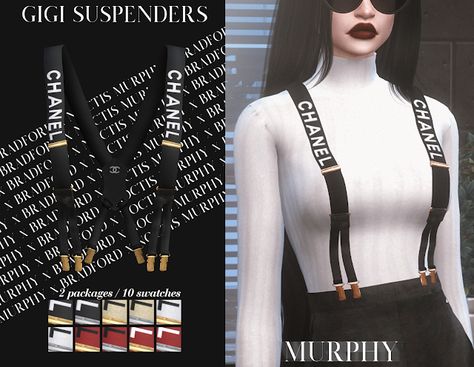 Gigi Suspenders [Chanel Month 2.0 - Day 23] - MURPHY x BRADFORD x NOCTIS Sims 4 Mac, Masculine Outfits, Sims 4 Cc Eyes, Sims 4 Blog, Sims 4 Tsr, Sims 4 Studio, The Sims 4 Packs, Sims 4 Gameplay, Sims 4 Dresses