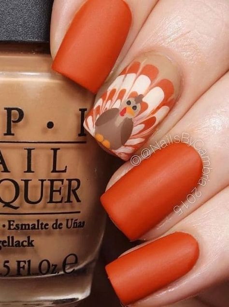 thanksgiving nail design: turkey November Nail Art, 15 Nails, November Nail Designs, Turkey Nails, 30 Nails, Thanksgiving Nail Designs, Thanksgiving Nail Art, November Nails, 13 November