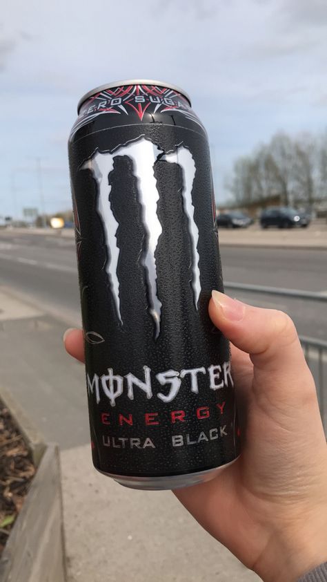 Ultra Black Monster, Black Monster Energy, Monster Ultra, Road Trip Food, Black Energy, Monster Energy Drink, Energy Drink, Monster Can, Monster Energy