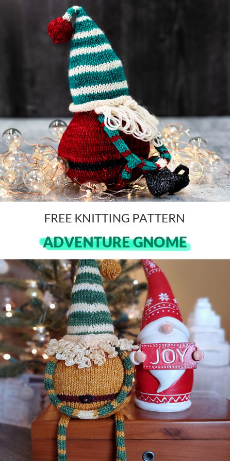 ADVENTure Gnome Free Knitting Pattern - An adorable gnome hat that is easy to make. #knitting Crochet Boot Cuff Pattern, Boot Cuff Pattern, Badminton Net, Crochet Boot Cuffs, Circular Knitting Machine, Crocheting Patterns, Gnome Hat, Crochet Boots, Amigurumi Ideas