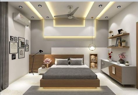 Bedroom With Fan, False Ceiling Design For Bedroom, Pop False Ceiling, Simple Ceiling, Simple Ceiling Design, Wardrobe Interior, 2bhk House Plan, Bed Headboard Design, Pop Ceiling