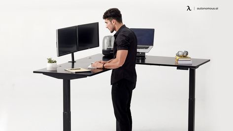 The article gives you a list of the ten best corner desks for tall people in 2021, which you can choose from. Read on and choose the best one for you! Corner Gaming Desk, Corner Standing Desk, Diy Standing Desk, Standing Desk Frame, Compact Desks, Desk Black, Electric Standing Desk, Adjustable Standing Desk, Sit Stand Desk