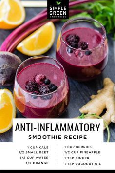 Inflammation Diet Recipes, Eat Natural, Anti Inflammation Recipes, Resep Smoothie, Inflammation Diet, Easy Green Smoothie, Baking Powder Uses, Baking Soda Beauty Uses, Breakfast Smoothie Recipes