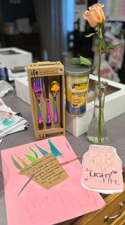 Happy Mother’s Day to me! 😊 The boys went shopping with Dad and they did NOT disappoint 😂😍 • Warner picked a candle (it smells delish!) & made me lovely flowers from his handprint. 😘 • Kam picked out this gorgeous silverware set. He said they were “beautiful” and he just knew I would “LOVE” them. He was right! 😅 He also wrote a sweet little message about me in his You Light Up My Life craft. 😍 • All three of my guys picked the rose. 🤎 • Logann sent me a text, made a Snapchat story, and m... Snapchat Story, Happy Mother, Vanilla Sugar, May Flowers, The Rose, The Boys, About Me, Happy Mothers Day, Happy Mothers