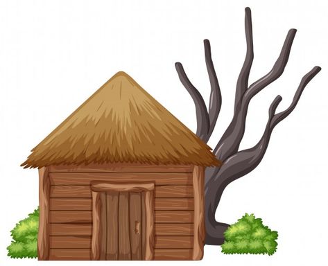 Isolated wooden hut on white background | Premium Vector #Freepik #vector #background #tree #wood #house Hut Images, Animation Walk Cycle, Laurie Furnell, Indian Drawing, Letter Book, Background Tree, Hut House, Wooden Hut, Indian Illustration