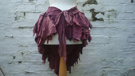 Upcycled  Burgundy Bustle Woman's Clothing Tribal Tatterd Wild Shredded  Distressed Rags Cotton Hand Dyed Layers Diy Bustle Skirt, Diy Bustle, Rag Skirt, Long Green Skirt, Pixie Skirt, Bustle Skirt, Bridal Skirts, Wedding Skirt, Mori Girl