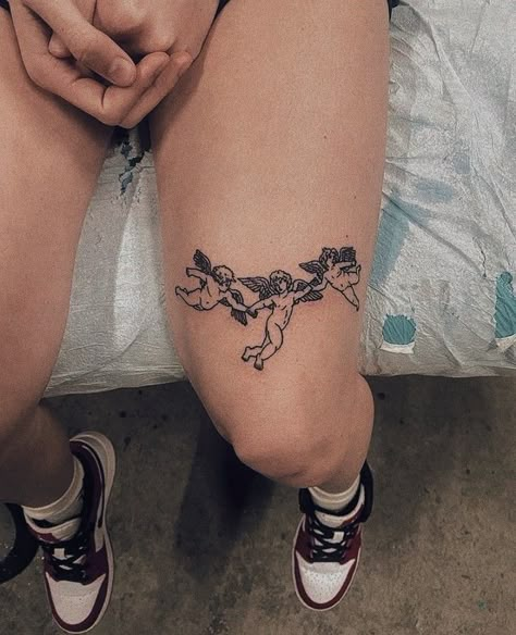 Tato Grunge, Angel Tattoo For Women, Tattoos Sleeve, Tattoos Geometric, Leg Tattoos Women, Dope Tattoos For Women, Stomach Tattoos, Thigh Tattoos Women, Knee Tattoo