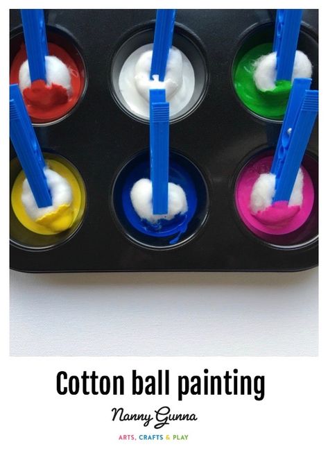 Cotton Ball Painting, Paint Crafts For Kids, Preschool Painting, Painting Ideas For Kids, Ball Painting, Funky Fingers, Paint Crafts, Holiday Program, Daycare Activities