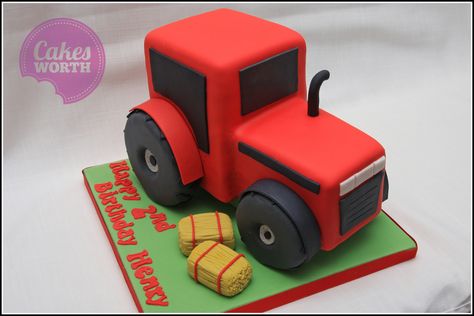 Red Tractor Smash Cake, Red Tractor Birthday Cake, Tractor Ted Birthday Cake, Red Tractor Cake, Fondant Tractor, Red Tractor Birthday, Tractor Birthday Cakes, Farm Animal Cakes, Tractor Cake