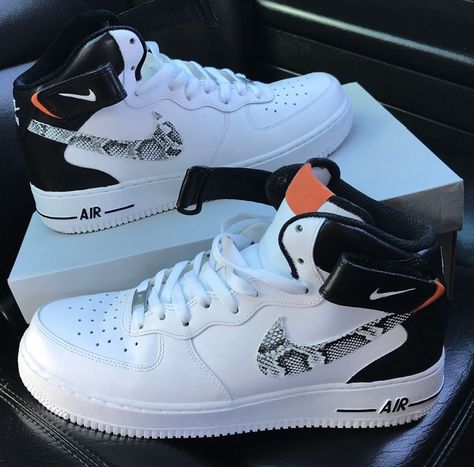 Scary Dogs, Jordan Shoes Girls, Custom Nike Shoes, Nike Shoes Outfits, Air Force 1 Mid, Shoes Sneakers Jordans, Nike Air Shoes, Fresh Shoes, Hype Shoes