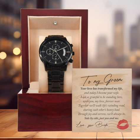 ✨ Elevate your love story with the perfect gift! 🎁 This stunning black chronograph watch symbolizes timeless moments shared side by side, just you and me. 💖 Make this Valentine’s Day unforgettable with a gift that speaks to the heart. ⌚️💞 #ValentinesGift #GiftForGroom #LoveInStyle #ChronographWatch #TimelessMoments #CoupleGoals #HeartfeltGifts #ValentinesDay2024 #LuxuryLifestyle #CelebrateLove Shop Now https://mallardmoongiftshop.com/products/gift-to-the-groom-side-by-side-just-you-and-me-bl... Wedding Gifts For Husband On Wedding Day, Gift For Fiance Men, Joy And Sorrow, You My Love, Wedding Morning, I Am So Grateful, Just You And Me, Moon Gifts, Gifts For Fiance