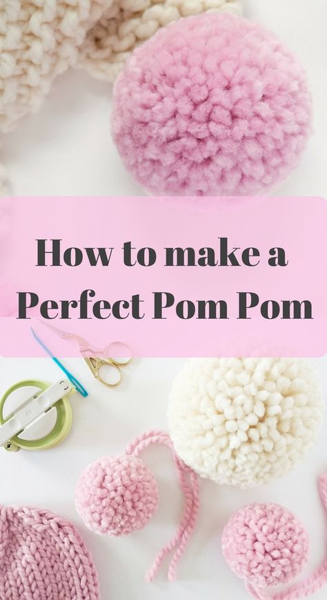 Learn how to make an XL pom pom with this tutorial! Pompon Diy, Pom Pom Animals, Sock Bunny, Pom Crafts, Pom Pom Rug, Confection Au Crochet, Knitting Tutorials, Diy Pom Pom, How To Make A Pom Pom