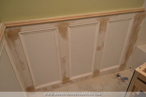 DIY Recessed Panel Wainscoting (Judges Paneling) Diy Wainscoting Bathroom, Recessed Panel Wainscoting, Panel Wainscoting, Judges Paneling, Plywood Bathroom, Bathroom Wainscoting, Wainscoting Height, Wainscoting Nursery, Picture Frame Wainscoting