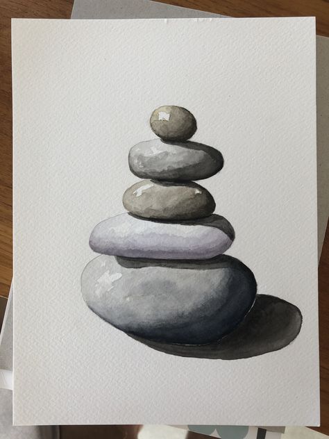 Ebenezer Stone, Watercolor Stones, Rock Watercolor, Natural Form Art, Watercolor House Painting, 8th Grade Art, Art Time, Pen Art Drawings, Silhouette Painting