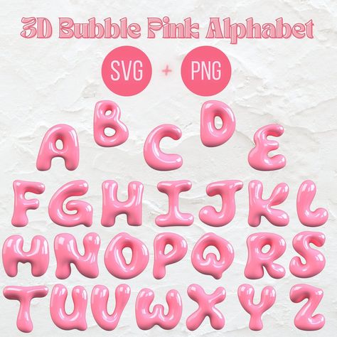 Download our pink bubble font SVG and use it for your scrapbooking, printables, and SVG projects! #pinkbubblefont #svg #scrapbooking #printables . #Tumblr #Y2k_Bubble_Letters #Pink_Bubble_Letters #Youtube_Graphics Pink Bubble Letters, Bubble Handwriting, Bubble Alphabet, Bubble Letter Fonts, Font Bubble, Bubble Font, Scrapbook Letters, Cute Font, Cute Letter