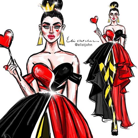 Heart Couture, Diy Bralette, Alternative Disney Princesses, Queen Drawing, Disney Queens, Queen Of Hearts Costume, Cute Halloween Makeup, Corset Costumes, Running Costumes