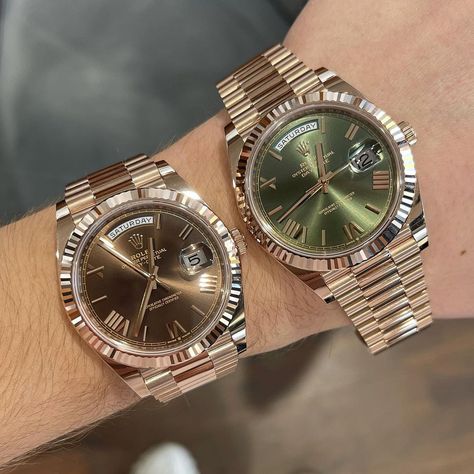 Rolex Day Date Rose Gold Chocolate, Rolex Day Date Rose Gold, Gold Chocolate, 2023 Vision, Stylish Watches, Rolex Day Date, Rolex Watches, Time Piece, Rolex