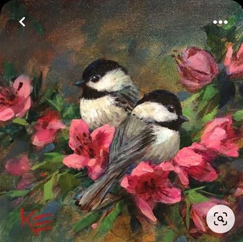 Bird Painting Acrylic, Bird Paintings On Canvas, Bird Watercolor Paintings, Spring Birds, Chickadees, Beginner Painting, Amazing Art Painting, Bird Drawings, Flower Art Painting