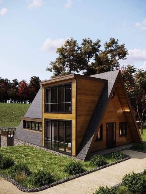 East Chicago Indiana, A Frame Cabin Plans, Triangle House, Homes Ideas, Steel Frame House, A Frame House Plans, Cabin House Plans, Architecture Model House, Tiny Cottage