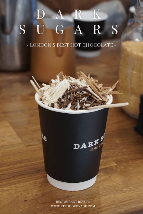 Hot Chocolate Presentation, Dark Sugars London, Hot Chocolate Design, Cafe Idea, Coffee Presentation, Best Hot Chocolate, Chocolate Delivery, Cacao Chocolate, Food Spot