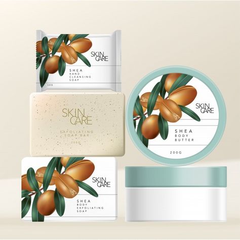 Nuts Illustration, Body Cream Packaging, Shea Butter Body Scrub, Body Butter Packaging, Shower Foam, Jar Packaging, Cosmetic Labels, Cosmetic Packaging Design, Foam Packaging