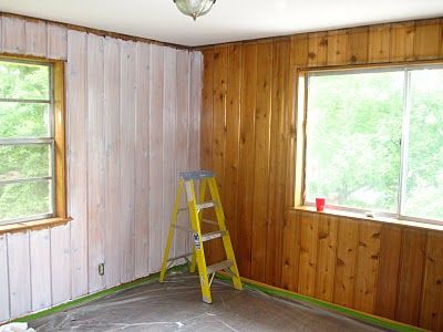 not beadboard but like idea white wash wood paneling... White Wash Knotty Pine Walls, White Washed Wood Paneling, Wood Paneling Makeover, Knotty Pine Paneling, Knotty Pine Walls, White Washed Pine, Paneling Makeover, White Wash Walls, Beadboard Wainscoting