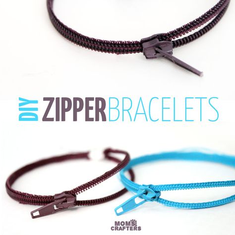 Make this adorable DIY zipper bracelet to wear or to gift! An amazing beginner sewing and jewelry making craft for teens and tweens! Zipper Bracelet, Diy Fidget Toys, Zipper Crafts, Zipper Jewelry, Nail Polish Crafts, Inexpensive Crafts, Crafts For Teens To Make, Beginner Sewing, Mom Diy