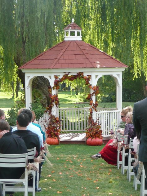 Fall Wedding Gazebo, Wedding Gazebo Decorations, Fall Gazebo, Gazebo Wedding Ceremony, Gazebo Wedding Decorations, Wedding Gazebo, Gazebo Decorations, Large Gazebo, Fall Wedding Ceremony