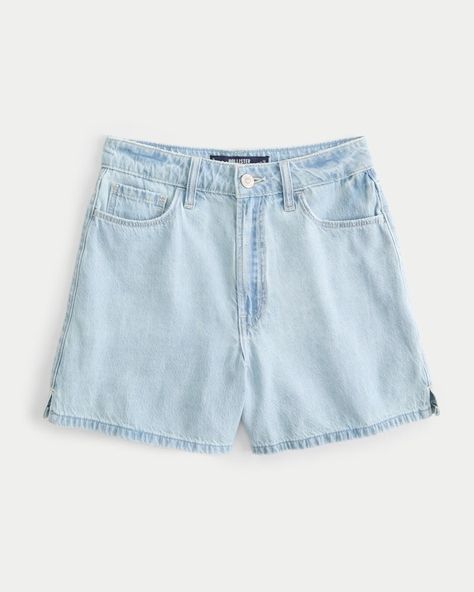 Women's Ultra High-Rise Light Wash Lightweight 90s Denim Shorts | Women's Bottoms | HollisterCo.com 90s Denim Shorts, Nice Jeans, Comfortable Shorts, Y2k Shorts, Buy List, 90s Denim, Women's Bottoms, Hollister Shorts, Stockholm Fashion