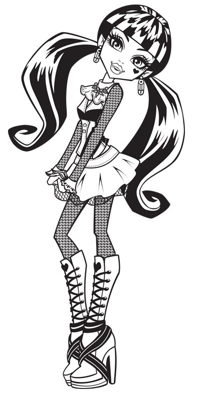 Draculaura. Basic. BW Artworks Draculaura Coloring Page, Monster High Coloring Pages Draculaura, Bratz Coloring Pages Aesthetic, Monster High Tattoo, Bleach Stencil, Monster High Coloring Pages, Monster High Frankie, Coloring Pages Nature, Manga Coloring Book