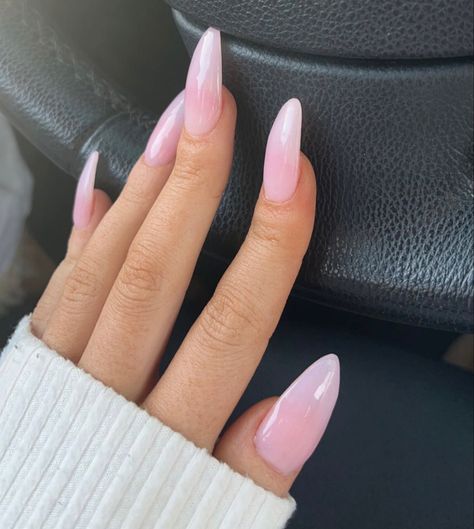 Pale Pink Ballerina Nails, Milky Baby Pink Nails, Pink Opaque Nails, Icy Pink Nails, Cloudy Pink Nails, Opaque Pink Nails, Pink Clear Acrylic Nails, Milky Pink Nails Acrylic, Pink Milky Nails