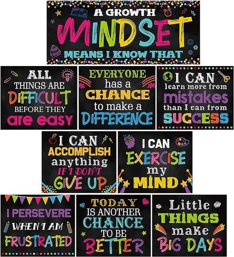 Amazon.com : 10 Pieces Classroom Motivational Posters Growth Mindset Banner Inspirational Bulletin Board Positive Wall Classroom Decoration for School Wall Art Decoration, Elementary Middle and High School Student : Office Products Unique Bulletin Board Ideas, Classroom Posters Elementary, Motivational Bulletin Boards, Inspirational Bulletin Boards, Classroom Motivational Posters, School Wall Decoration, High School Bulletin Boards, Inspirational Classroom Posters, Classroom Motivation