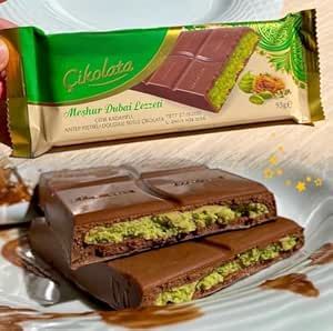 Dubai Chocolate Bar Pistachio Kataifi – Viral Dubai Chocolate with Knafeh and Pistachio Cream, 1 pack 93 gr (1 Pack - 93 gr) Turkish Chocolate, Dubai Chocolate, Hand Turkey, Pistachio Cream, Chocolate Filling, Baklava, Gourmet Food, Chocolate Bar, Pistachio